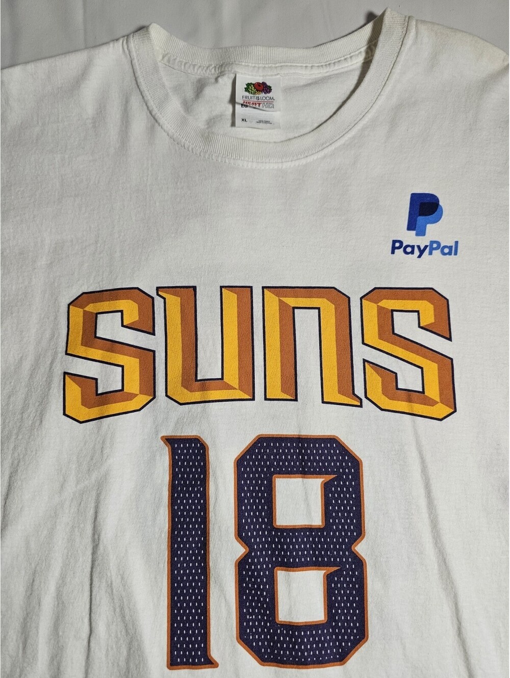 Fruit of the Loom Phoenix Suns NBA #18 White T-Shirt Paypal, Size XL